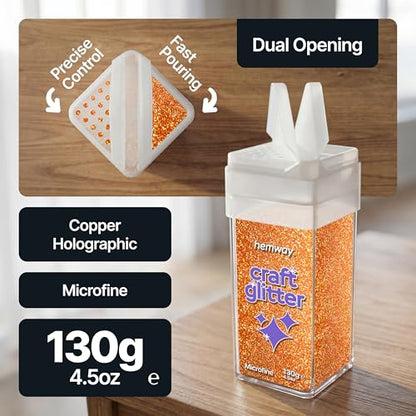 Craft Glitter Shaker Copper Holographic 110g Microfine (3.8 Ounce)