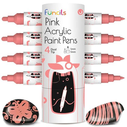 4 Acrylic Dual Tip Pink Paint Pen & Marker