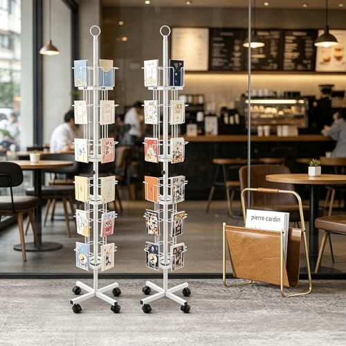 2Pcs 24 Pockets Rolling Postcard Card CD Rack Brochures Display Stand (2 Count)