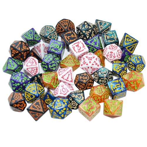 Double Colors Polyhedral Dice Sets with Pouches for D&D DND RPG MTG Dungeon and Dragons Table Board Roll Playing Games D4 D6 D8 D10 D% D12 D20