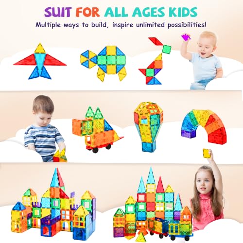 220Pcs Magnetic Tiles Magnetic 3D Building Blocks Set (220 Count)