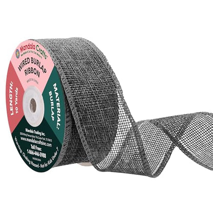1 1 2 Inch Wide Gray Wired Burlap Ribbon for Crafts