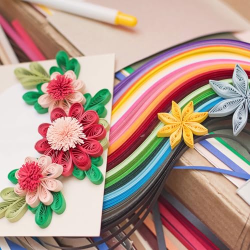 Quilling Strips Paper 600pcs 5mm 39cm Origami Paper Quilling Kits for Art DIY Hand Craft Christmas