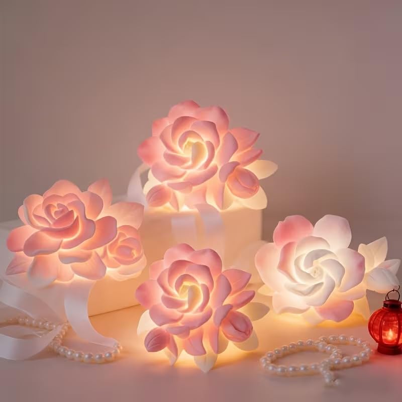 4 Pcs 3D Flower Candle Silicone Molds