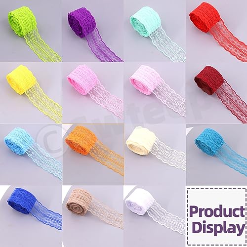 20 Rolls of 2.2cm x 10 Yards Colorful Lace Ribbon (600 Foot)