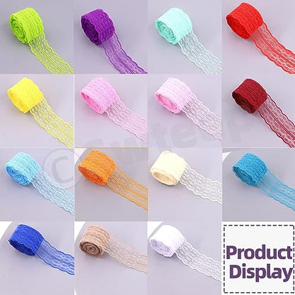 20 Rolls of 2.2cm x 10 Yards Colorful Lace Ribbon (600 Foot)