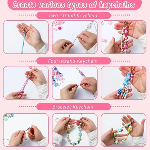 Acrylic 865PCS Beaded Keychain Making Kit