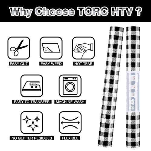 Black White Buffalo Plaid HTV Vinyl 12 inch x 10 ft