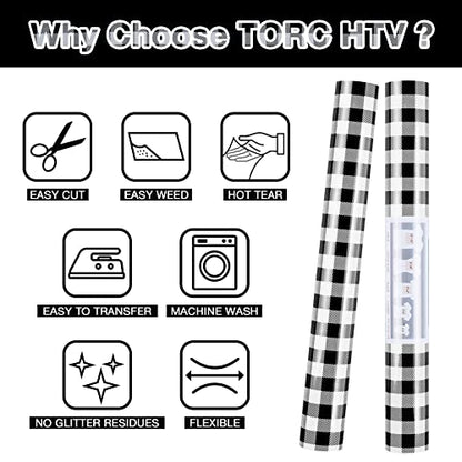 Black White Buffalo Plaid HTV Vinyl 12 inch x 10 ft