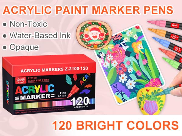 120 Colors Acrylic Paint Markers and ACRYLIAC PAINT PENS for Rock (120 Count)