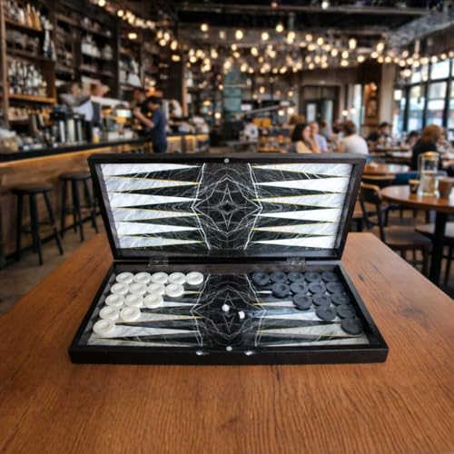 Park&Oz Premium Turkish Backgammon and Checkers Set 19 Inch Handmade 2 in 1 Wooden Board Game with Glossy Finish Luxury Checkers and Dice Travel Friendly and Foldable