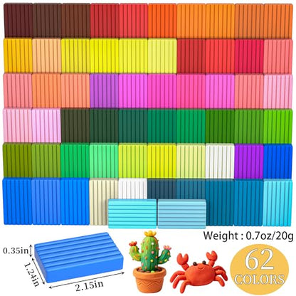148 Pcs Polymer Clays 62 Bright Colors Oven Bake Clay Non