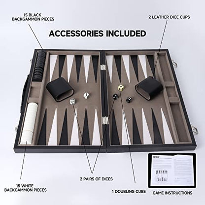 GSE Premium Leather Backgammon Board Game Set