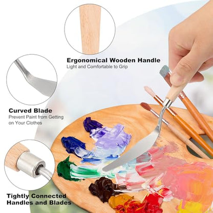 Art Spatula No.1 13mm Stainless Steel Flexible Palette Knife Painting Knife Painting Spatula Oil Painting Mixing Scraper with Wood Handle for Canvas Acrylic Painting