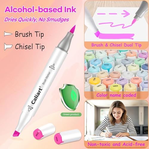 168 Colors Alcohol Markers Brush Tip & Chisel (168 Count)