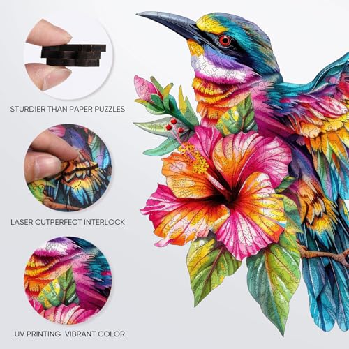 Wooden Puzzles for Adults Hummingbirds 200 Pieces Jigsaw Puzzle (200 Count)