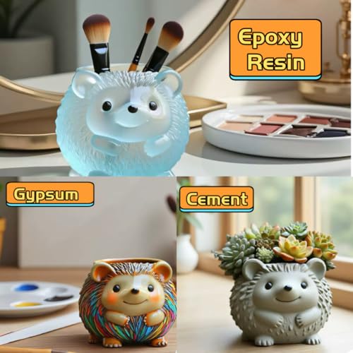 Animal Resin Molds Silicone 3D Cute Hedgehog Epoxy Resin Plaster Candle Holder Wax Molds for Candle Making