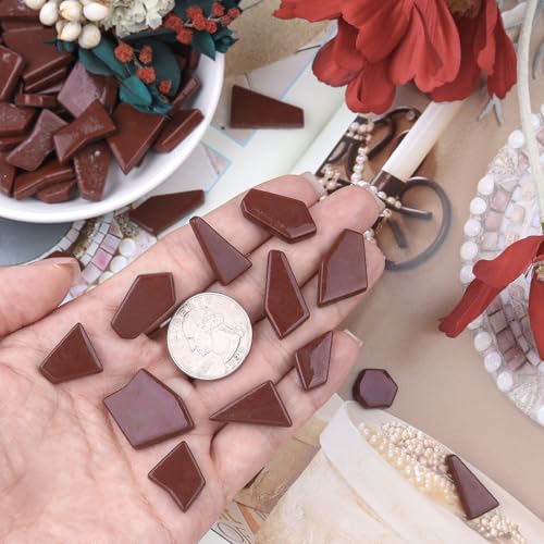 Brown Glass Mosaic Tiles for Crafts Bulk (7.05 Ounce)