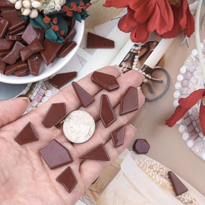 Brown Glass Mosaic Tiles for Crafts Bulk (7.05 Ounce)