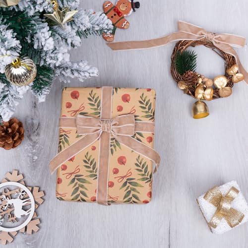 Vintage Camel Velvet Ribbon Christmas Ribbon for Gift Wrapping Crafts Christmas Tree Ornaments Garland Decorations