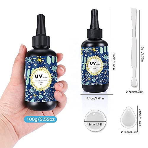 Crystal Clear Hard UV Resin Upgraded Formula Ultraviolet Fast Curing for Jewelry Making Craft Decoration (3.52 Ounce)