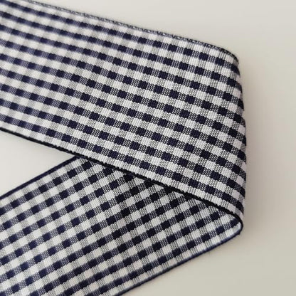 1.5 Inch Blue and White Woven Edge 100% Polyester Gingham Ribbon 25 Yards Each Roll (75 Foot)