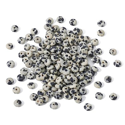 Natural Dalmatian Disk Stone Beads 4x2mm 160pcs Rondelle Loose Semi Gemstone Beads for Jewelry Making Design (160 Count)