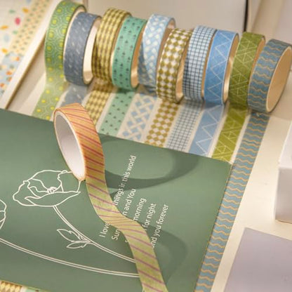 20 Rolls Basic Washi Tape Set Japanese Arts Adhesive Tapes Simple Patterns Decorative Masking Tape Sets for Craft (20 Count)