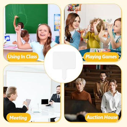 10 Pcs Dry Erase Answer Paddles 10x8 Inch Handheld White Boards Mini Double Sided Dry Erase Signs Small Auction Paddles for Students Teachers Office Classroom Meeting Voting Family Games Party (10 Count)