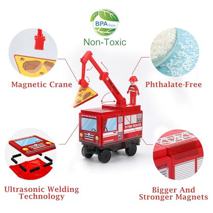 Fire Station Magnetic Tiles Set 60PCS (60 Count)