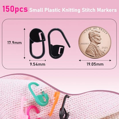 150 PCS Plastic Knitting Stitch Markers for Crocheting