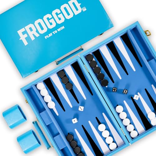 Light Blue 15 Inch Backgammon Sets for Adults (39 Count)