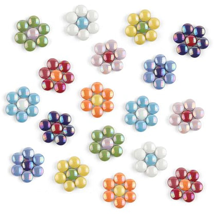 200g Iridescent Round Glass Mosaic Tiles for Crafts Bulk (7.05 Ounce)