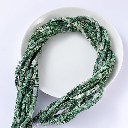 Natural African Jade Rectangle Tube Beads 4x13mm 38cm (28 Count)