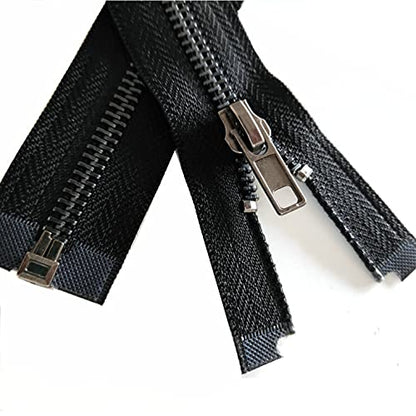 5# 30 Inch Separating Jacket Zipper Black Nickel 76cm Metal Zipper Heavy Duty Metal Zippers for Sewing Crafts Bag Replacement Zipper for Repair Coats (2 Count)
