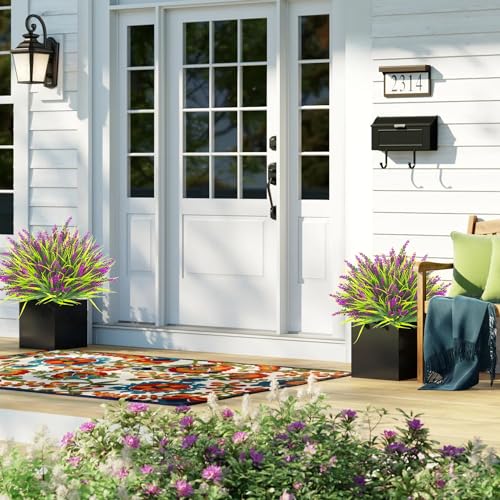 20 Bundles Artificial Plants Outdoor Fake Monkey Grass with Flowers (20 Count)
