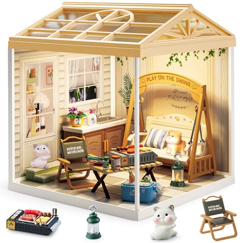 Summer Courtyard DIY Miniature House Kit with Roof & LED Light