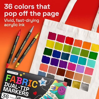 36 Dual Tip Fabric Markers Decorating Kit