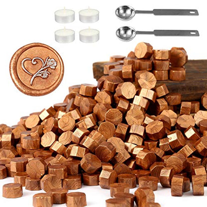 360 Pcs Metallic Copper Sealing Wax Beads Set for Wax Seal Stamp with Candles and Melting Spoon