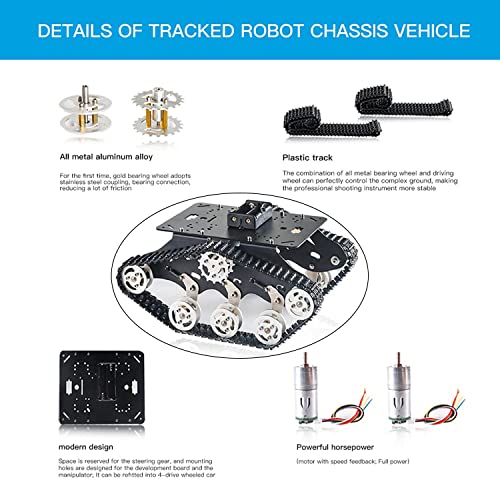 Professional TS300 Shock Absorption Robot Tank Chassis with Suspension Supporting Holder for Arduino Raspberry Pie