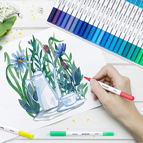 120 Colors Dual Tips Brush Pens Art Markers with a Coloring Book (120 Count)