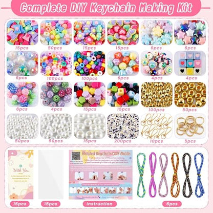 Acrylic 865PCS Beaded Keychain Making Kit