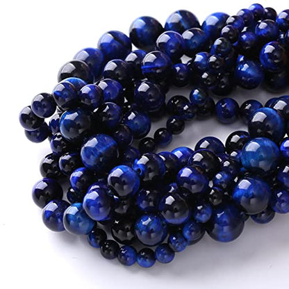 Natural Stone Lapis Blue Tiger Eye Beads Round Loose Spacer Beads for Jewelry Making DIY Bracelet Necklace 4mm 90pcs