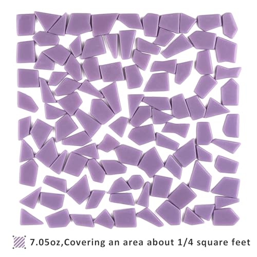 Purple Glass Mosaic Tiles for Crafts Bulk (7.05 Ounce)