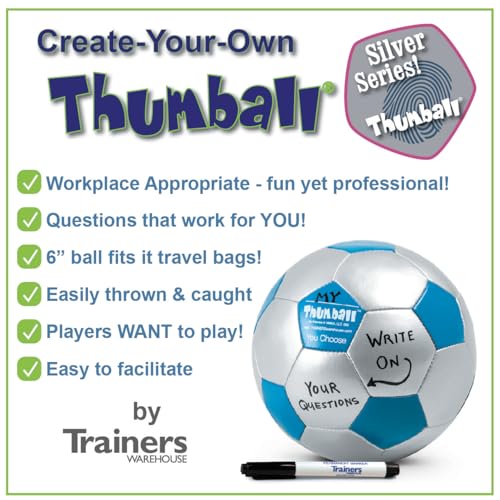 Create-Your-own Thumball 6", Blue, (Includes Marker) | Develop Your Own Ice Breakers - Customize Learning Reinforcement Tools | 30 Blank Panels