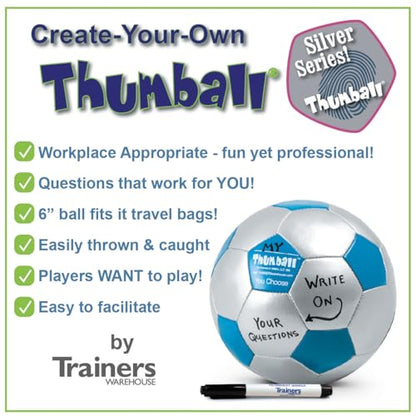 Create-Your-own Thumball 6", Blue, (Includes Marker) | Develop Your Own Ice Breakers - Customize Learning Reinforcement Tools | 30 Blank Panels