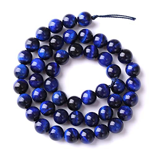 Natural Stone Lapis Blue Tiger Eye Beads Round Loose Spacer Beads for Jewelry Making DIY Bracelet Necklace 10mm 38pcs (16 Count)