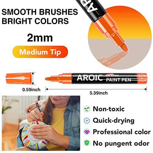 48 Pack Oil Based Paint Markers Medium Tip Rock Painting Pens (48 Count)