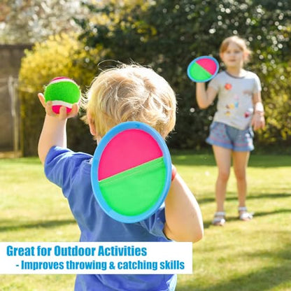 Toss and Catch Ball Set Boys Toys Outdoor Toys Yard Games Outside Games Beach Toys for Kids Ball and Catch Game with 4 Paddles and 4 Balls [Upgraded Version] (9 Count)
