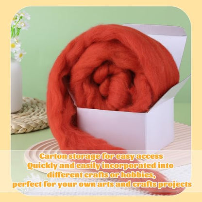 3.53oz Needle Felting Wool Roving for Needle Felting Dark Red Felting Wool